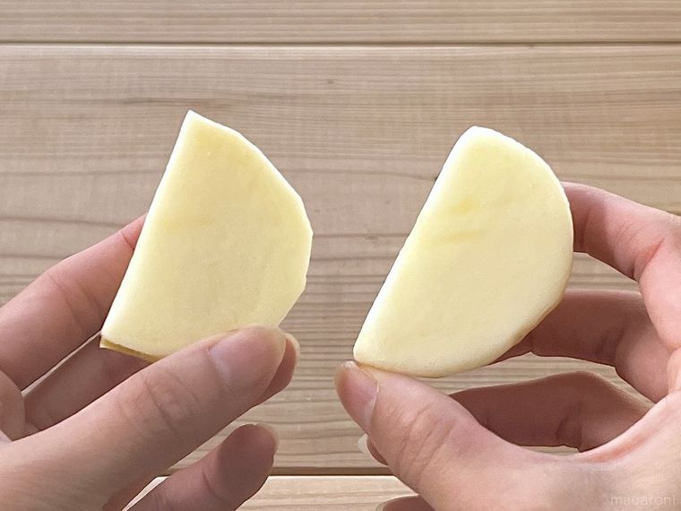 めんどりする前と後のじゃがいも