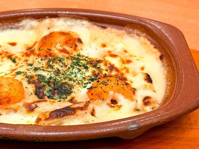 ポップコーンシュリンプとタラコのクリームグラタン