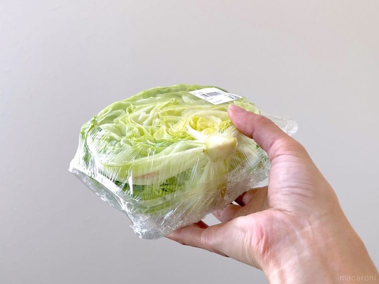 カットレタスを手で持っている様子