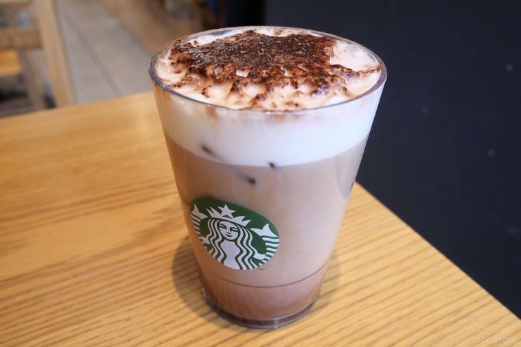 ムースフォーム追加のスイートミルクコーヒー上から撮影した画像