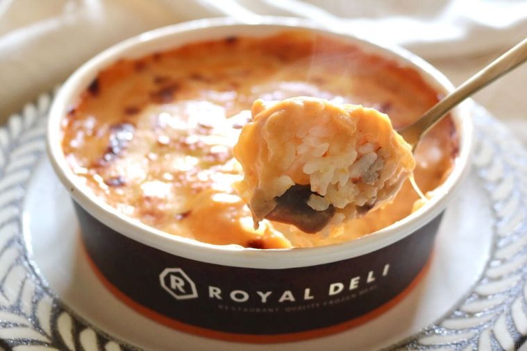 シーフードドリアのすくいとるカット