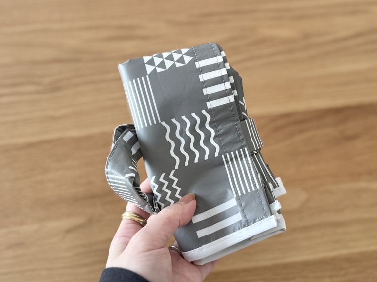 セリアジオメトリックバッグを折りたたんだ様子