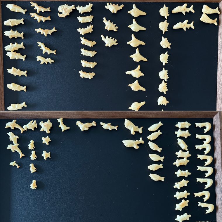 おっとっとうみのなかまたち限定版の中身を並べた様子