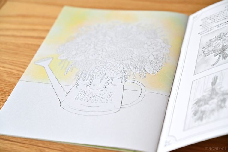 背景だけ塗られた花の塗り絵