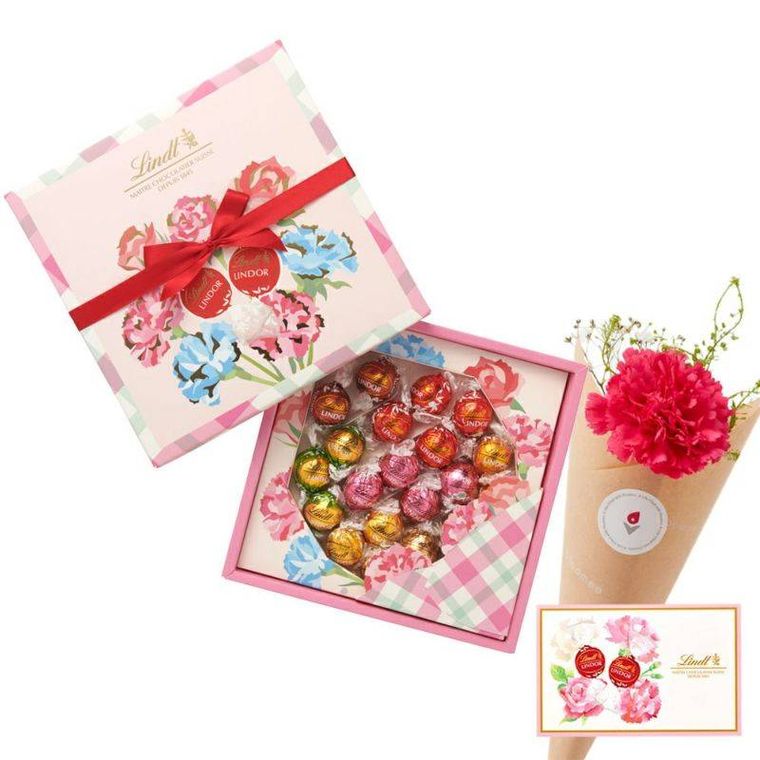 リンドール ブーケボックス 20個入ブルーミーの花ギフトカード