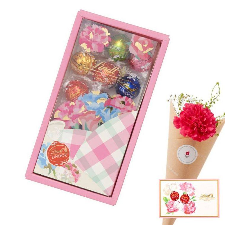 リンドール ミニブーケボックス 14個入ブルーミーの花ギフトカード