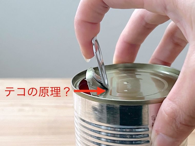 缶詰のフタを開けている様子