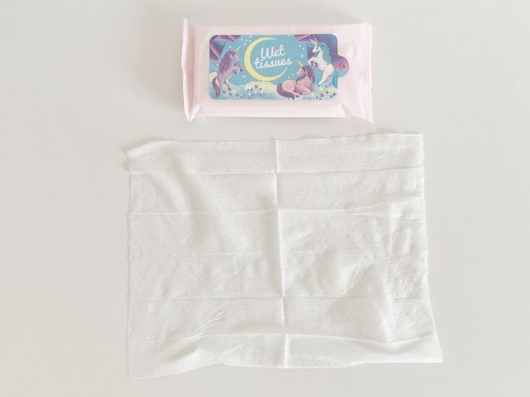 セリア除菌ウエットティッシュ 携帯用 ゆめかわのパッケージと中身