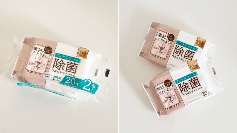 セリアノンアルコール 除菌ウエットティッシュのパッケージ