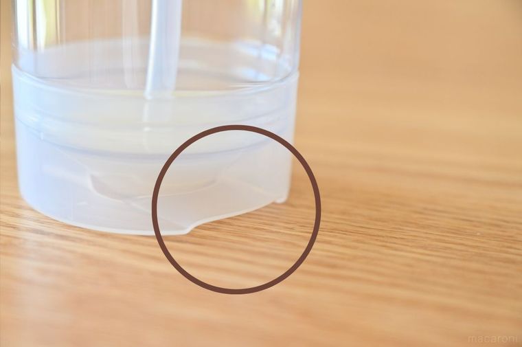 シャンプーボトルの底についている溝に丸印がついている