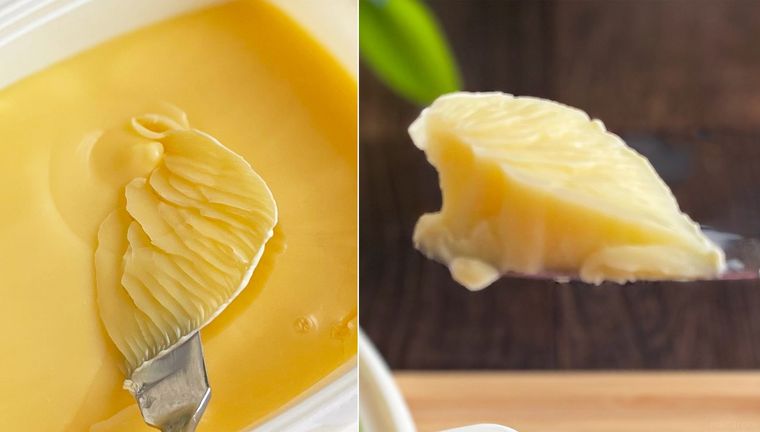 .バターナイフでくり抜いたはちみつバター風なめらかソフト