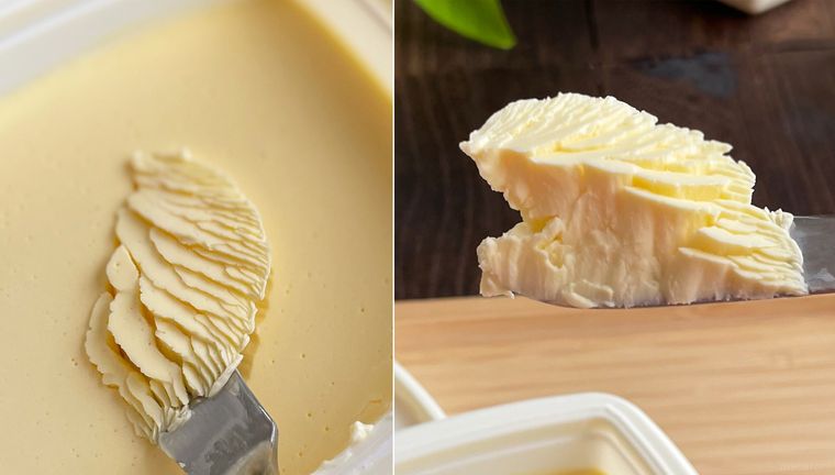 バターナイフでくり抜いたなめらかママソフトバター風味