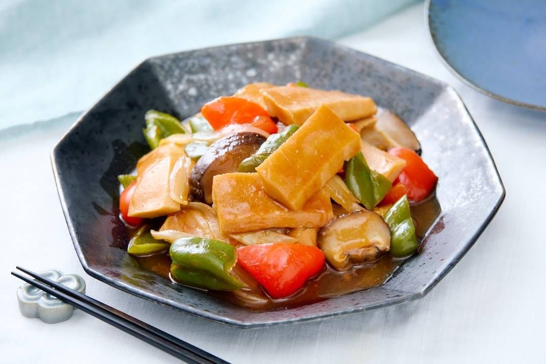 高野豆腐と夏野菜の甘酢炒め