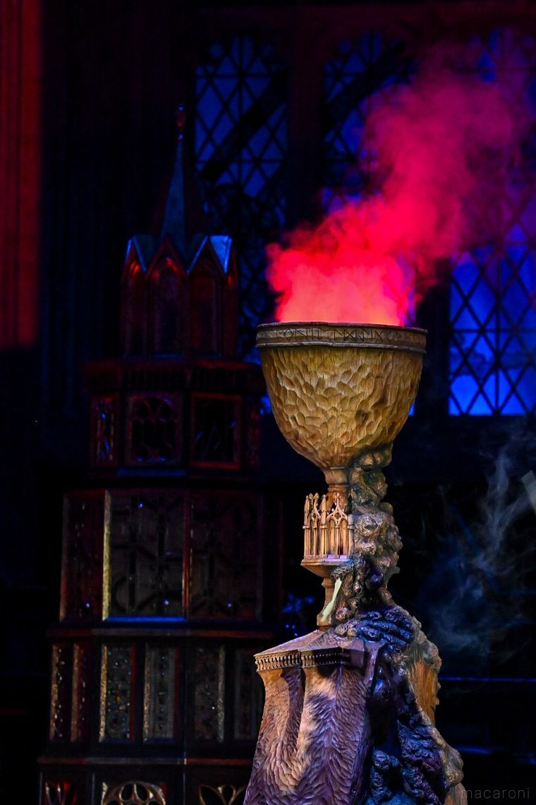 赤い炎が上がる炎のゴブレットの展示