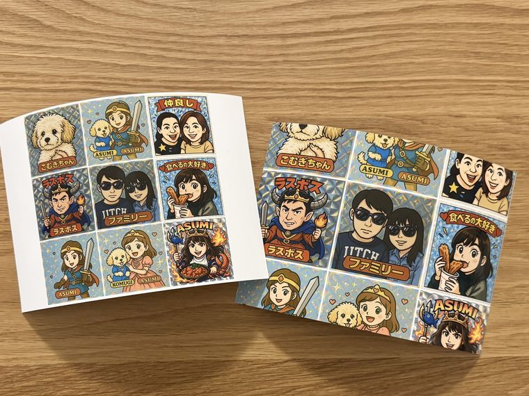 コンビニのコピー機で印刷したビックリマンチョコ風のシール2枚