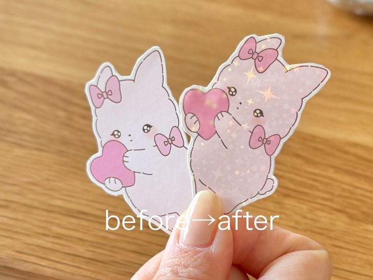 セリアのダイカットシールとホログラムシートシールを貼ったもの