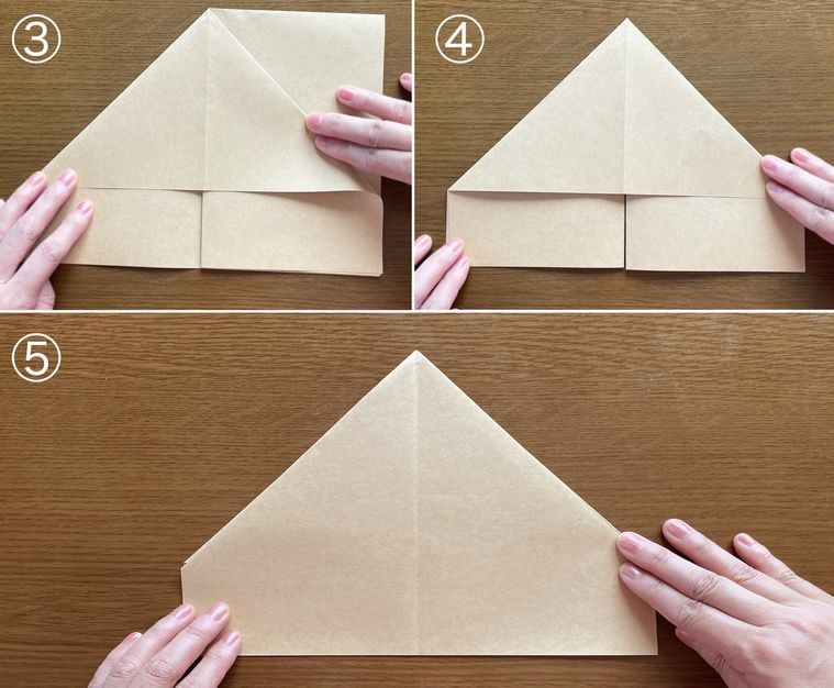 チラシを折ってゴミ箱を作っている写真