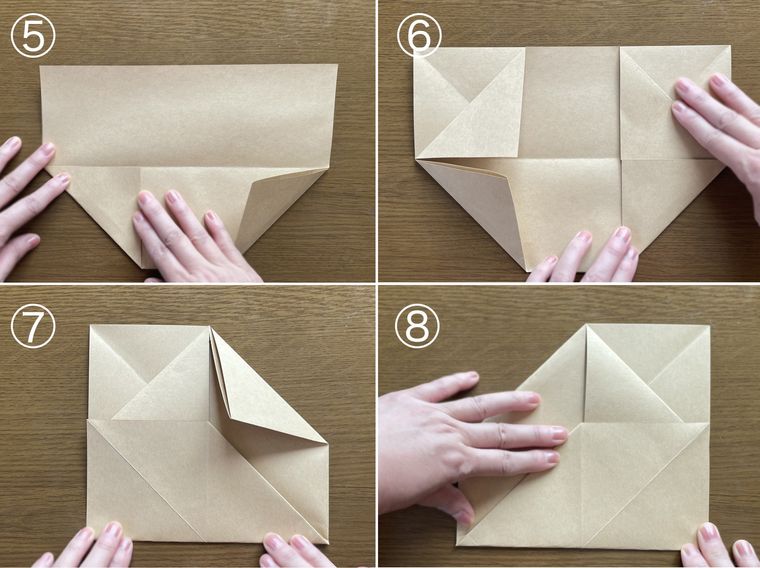 チラシを折ってゴミ箱を作っている写真