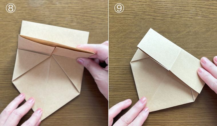 チラシを折ってゴミ箱を作っている写真