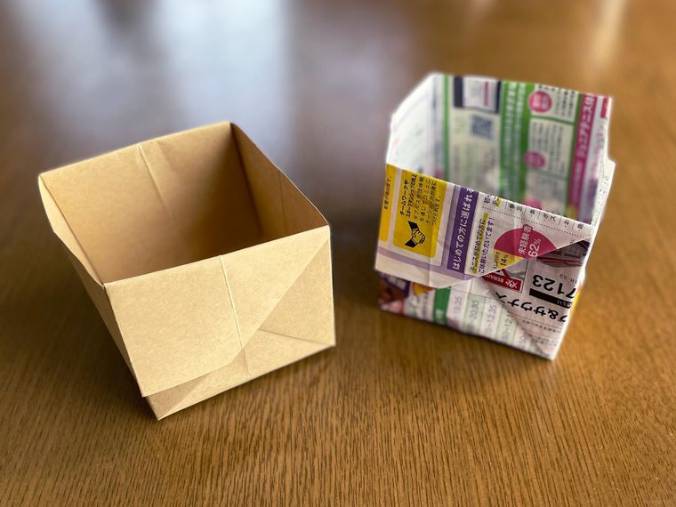 チラシを折って作ったゴミ箱