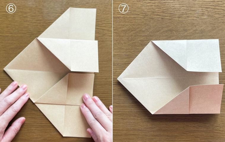 チラシを折ってゴミ箱を作っている写真