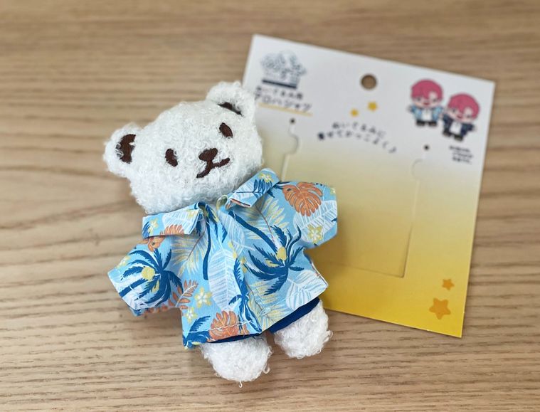 ぬいぐるみにセリアのアロハシャツを着用させた写真