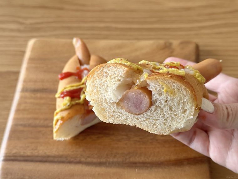 ミニストップのオニオンドッグの断面