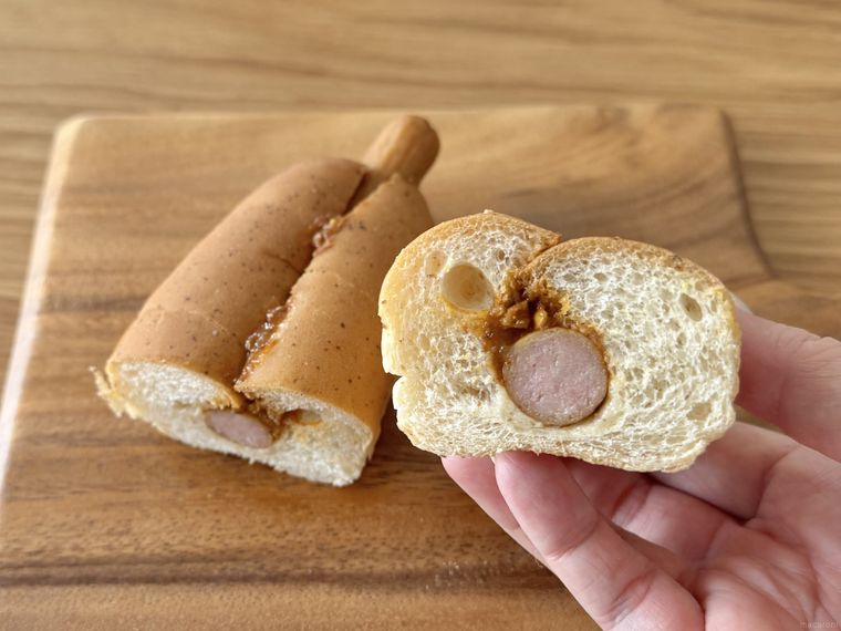 ミニストップのチリドッグの断面