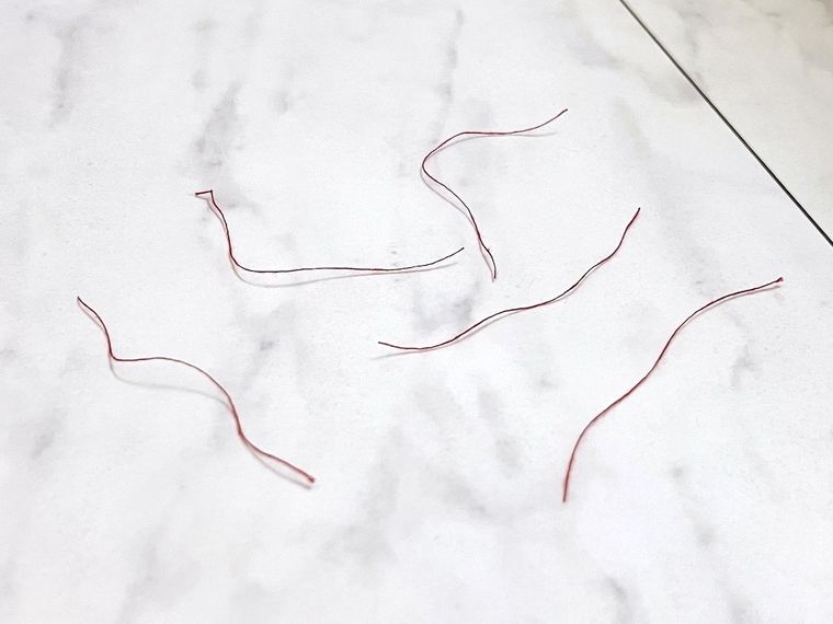 床に糸くずが落ちている様子