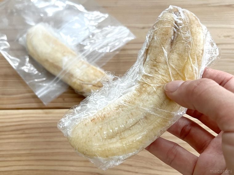 つぶして冷凍したバナナ