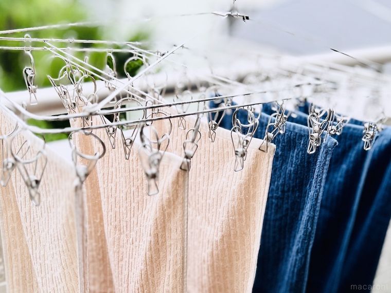 フェイスタオルを干している様子