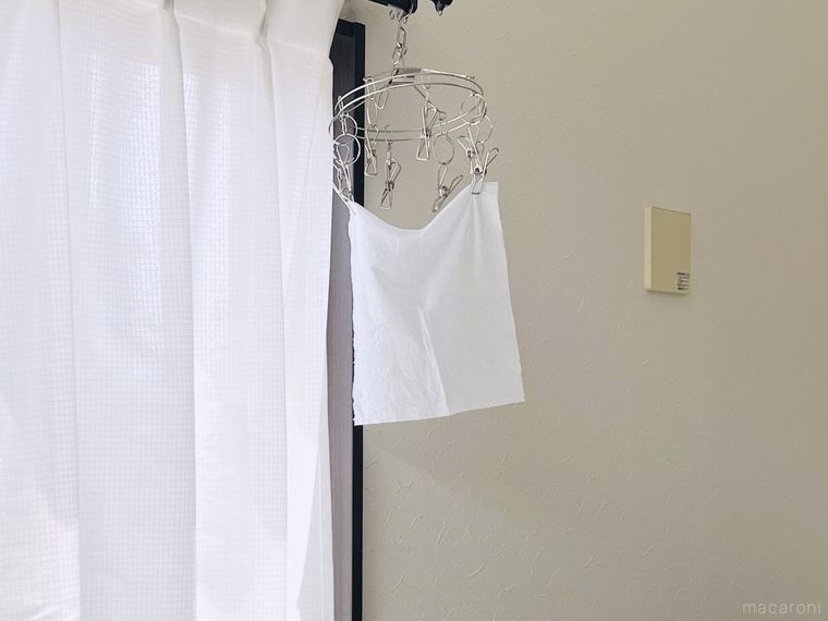 不織布キッチンタオルを干している様子