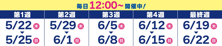 「毎週木金土日は、よくばりフェス！」の開催期間表