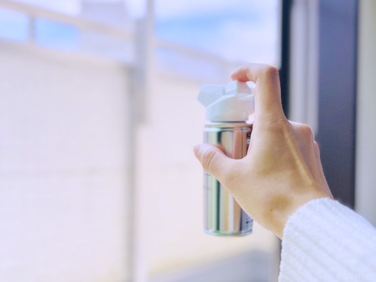 防虫スプレー 網戸用を噴射しようとしている様子