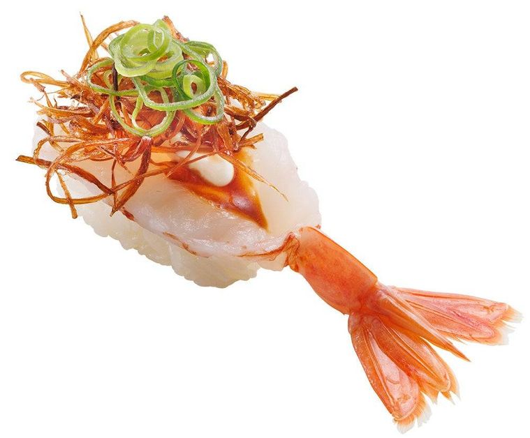 マーラー風味赤えび揚げネギ添え