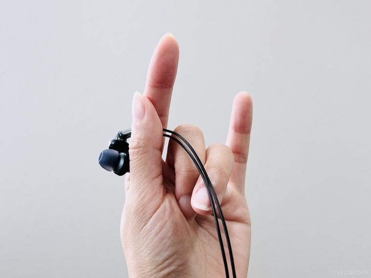 親指と人差し指でイヤピース部分を持った様子
