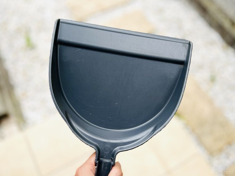 ちりとりを手で持っている様子