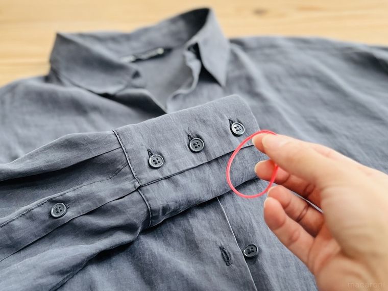 服の袖口と輪ゴム