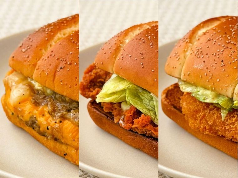 「ジュラシック・ワールドバーガーズ3種」が並んでいる様子