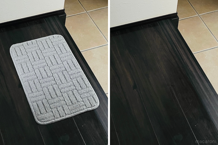 玄関マットを敷いた玄関と敷いていない玄関