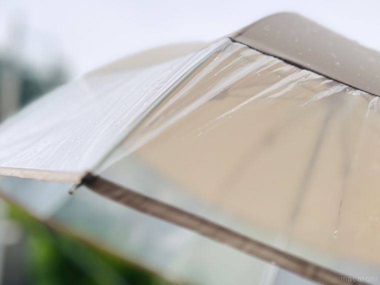 雨の中、傘をさしている様子