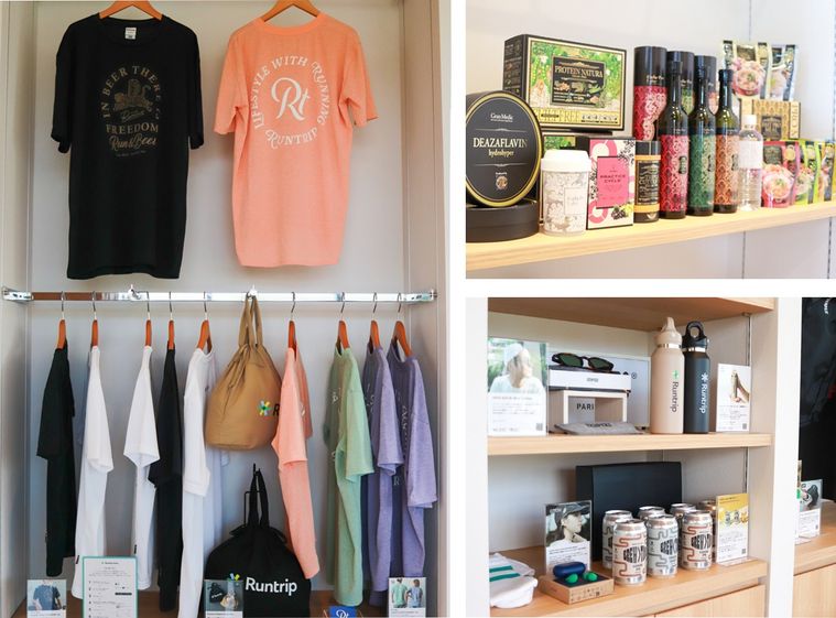 マリネスカフェの店内奥にあるグッズコーナー