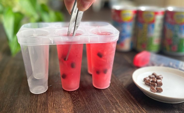 スイカバーの素にチョコチップを投入