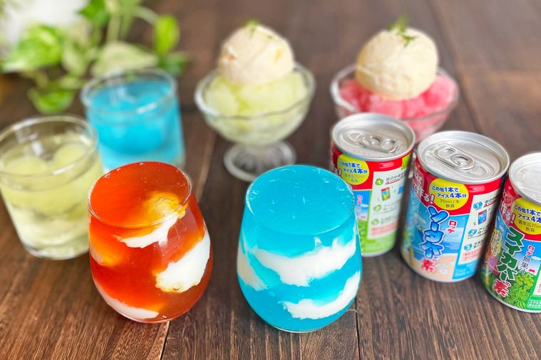 スイカバーの素をアレンジして作ったスイーツ