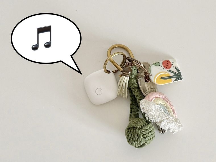 音符の絵文字を入れた紛失防止タグやキーホルダー