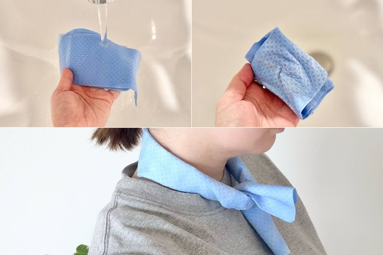クールタオルの使用手順のコラージュ画像