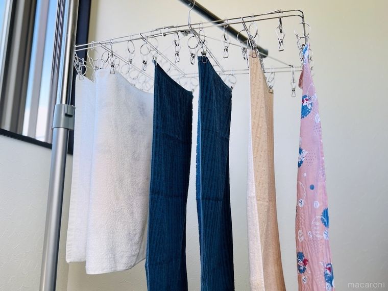 部屋干ししている様子