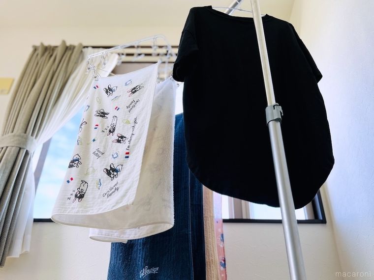 部屋干ししている様子