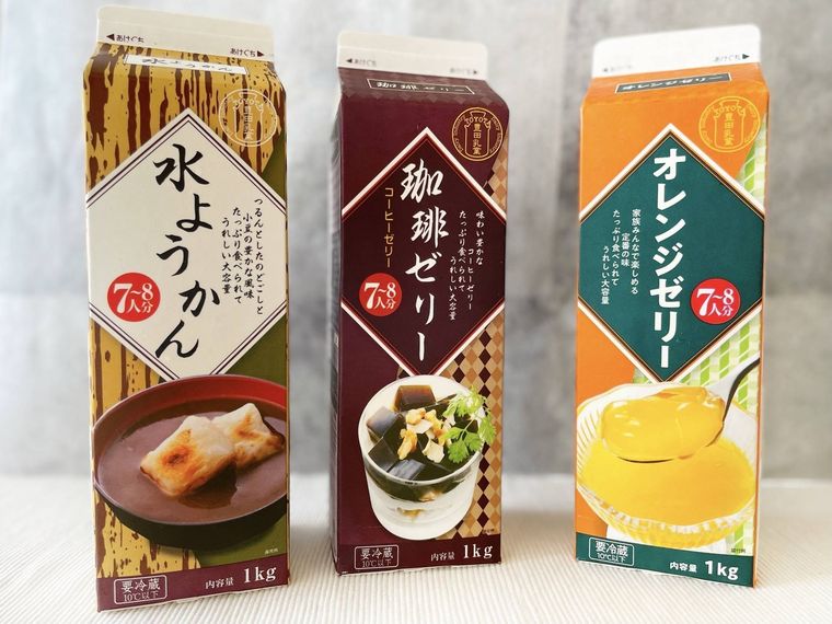 業務スーパー紙パックシリーズのゼリーと水ようかん