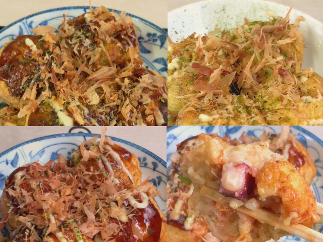 いろんなソースが掛かったたこ焼き